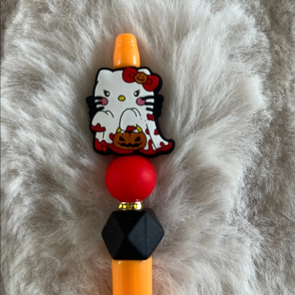 Cute Orange and Red Pen with Character Topper